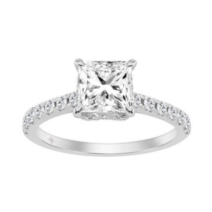 14K WHITE GOLD 2.00CT ROUND/PRINCESS DIAMOND LADIES RING (CENTER STONE PRINCESS DIAMOND 1 1/2CT)
