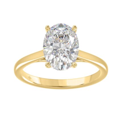14K Yellow Gold Oval Diamond Engagement Ring 3.05 Ct Round & Oval Diamond Ring With 3.00 Ct Center Stone (Color F-G -Clarity Vs1/Vs2)