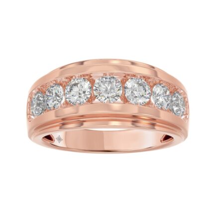 14K ROSE GOLD 2.00CT ROUND DIAMOND MEN'S BAND