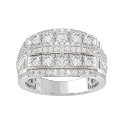 14K WHITE GOLD 2.00CT ROUND DIAMOND MEN'S RING