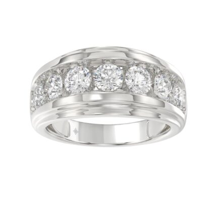 14K WHITE GOLD 3.00CT ROUND DIAMOND MEN'S BAND