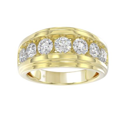 14K YELLOW GOLD 3.00CT ROUND DIAMOND MEN'S BAND