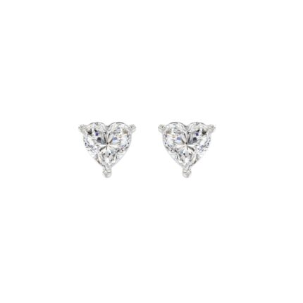 14K WHITE GOLD 1CT HEART DIAMOND LADIES SOLITAIRE EARRINGS