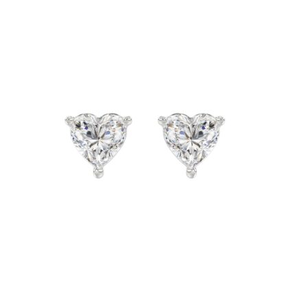 14K WHITE GOLD 2CT HEART DIAMOND LADIES SOLITAIRE EARRINGS