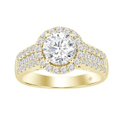 LADIES RING 2 1/4CT ROUND DIAMOND 14K YELLOW GOLD (CENTER STONE ROUND DIAMOND 1 1/2CT )