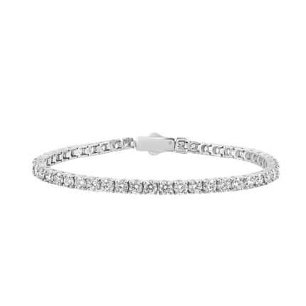 18K WHITE GOLD 7.00CT ROUND DIAMOND LADIES TENNIS BRACELET (TALON CLAWS LOCK)