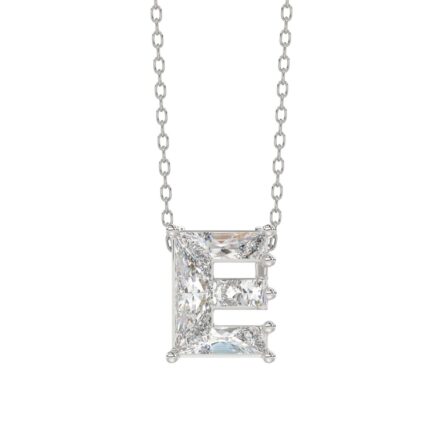 10K WHITE GOLD 1 1/2CT FANCY CUT ALPHABET DIAMOND LADIES PENDANT WITH CHAIN