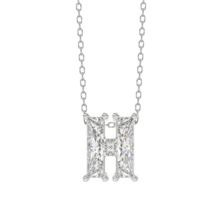 10K WHITE GOLD 1 1/3CT FANCY CUT ALPHABET DIAMOND LADIES PENDANT WITH CHAIN