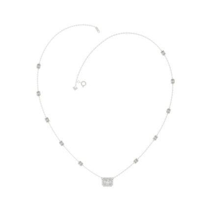 14K WHITE GOLD 2 1/4CT ROUND/EMERALD DIAMOND LADIES NECKLACE