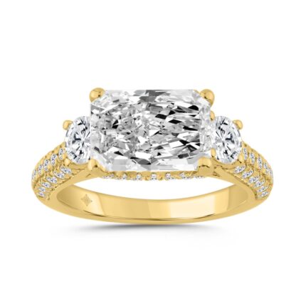 14K YELLOW GOLD 4 1/3CT ROUND/RADIANT DIAMOND LADIES RING (CENTER STONE RADIANT DIAMOND 3CT)