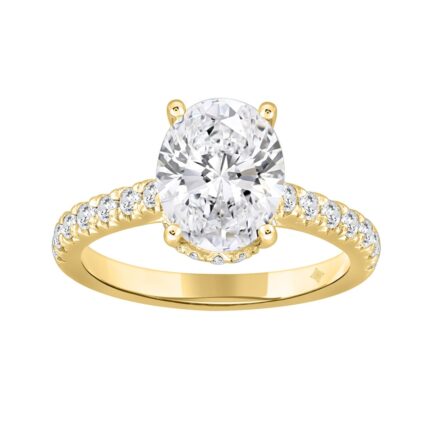 LADIES RING 2 1/2CT ROUND/OVAL DIAMOND 14K YELLOW GOLD (CENTER STONE OVAL DIAMOND 2CT )