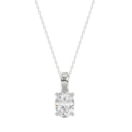 LADIES PENDANTS 1CT OVAL DIAMOND 14K WHITE GOLD