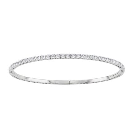 14K WHITE GOLD 2 1/3CT ROUND DIAMOND HALF SETTING FLEXIBLE BANGLE