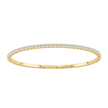 14K YELLOW GOLD 2 1/3CT ROUND DIAMOND HALF SETTING FLEXIBLE BANGLE