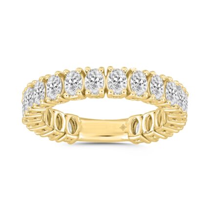 14K Yellow Gold 3.00Ct Oval Cut Diamond Eternity Band For Women Full Eternity Wedding Band (Color F-G -Clarity Vs/Si)