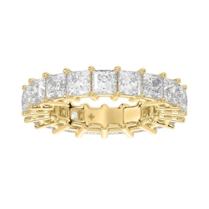 14K Yellow Gold 4 3/4Ct Princess Cut Diamond Eternity Band For Women Full Eternity Wedding Band (Color F-G -Clarity Vs1/Vs2)