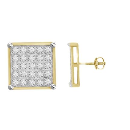 MEN'S YUVA EARRINGS 0.16CT ROUND DIAMOND 10K YELLOW GOLD