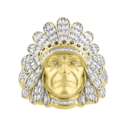 MEN'S RING 1.00CT ROUND/BAGUETTE DIAMOND 10K YELLOW GOLD