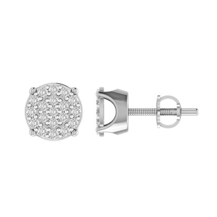 Sterling Silver White 0.25Ct Round Diamond Ladies Fashion Earrings Elegant Women