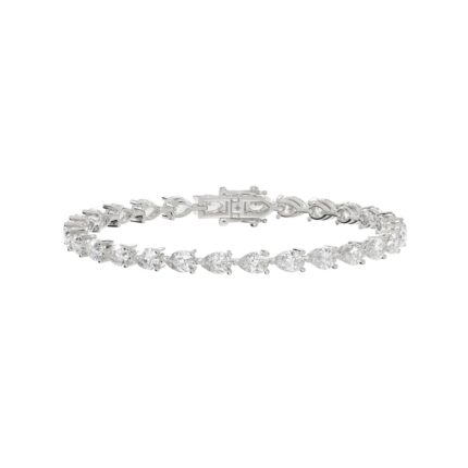 LADIES BRACELET 9CT PEAR DIAMOND 14K WHITE GOLD