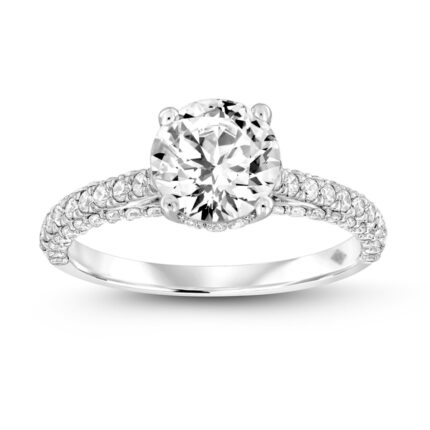 LADIES RING 2 1/4CT ROUND DIAMOND 14K WHITE GOLD (CENTER STONE ROUND DIAMOND 1 1/2CT )