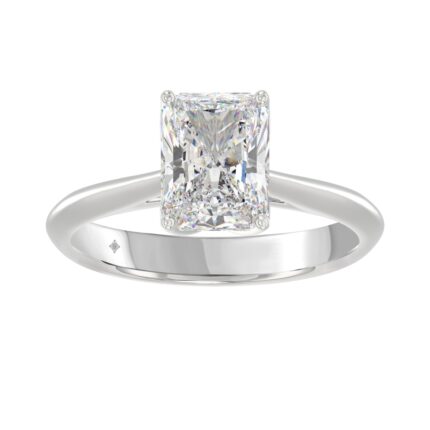 LADIES SOLITAIRE RING 2 1/2CT RADIANT DIAMOND 14K WHITE GOLD