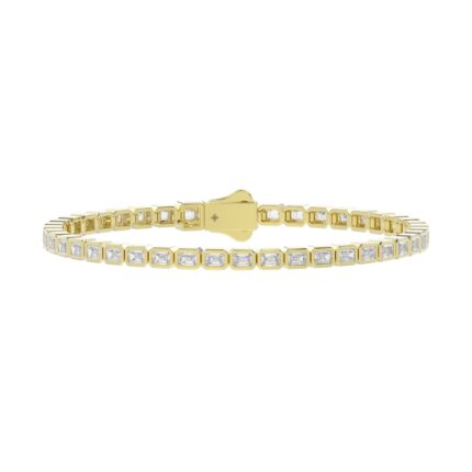 LADIES BRACELET 5.00CT EMERALD DIAMOND 14K YELLOW GOLD