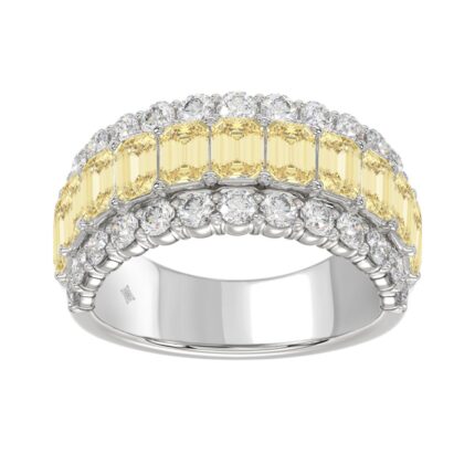 14K WHITE GOLD 3 1/2CT ROUND/YELLOW RADIANT DIAMOND LADIES BAND