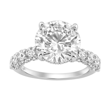 14K White Gold 5 1/2Ct Round Diamond Engagement Ring Women Bridal Wedding Ring 4Ct Round Center Stone (Color F-G -Clarity Vs1/Vs2)