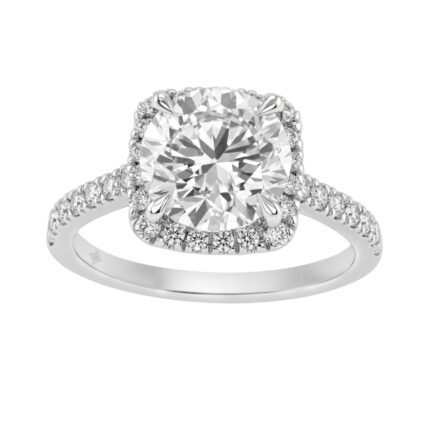 Elegance 14K White Gold 3 1/2Ct Round Diamond Bridal Ring Timeless Engagement Ring For Women 3Ct Round Center Stone (Color F-G -Clarity Vs1/Vs2)