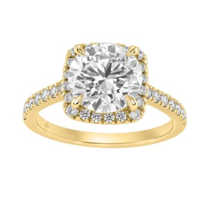 Elegance 14K Yellow Gold 3 1/2Ct Round Diamond Bridal Ring Timeless Engagement Ring For Women 3Ct Round Center Stone (Color F-G -Clarity Vs1/Vs2)