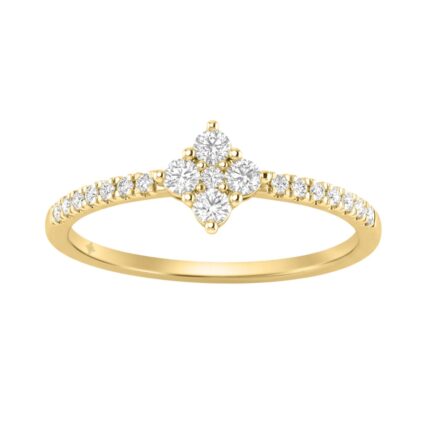 10K Yellow Gold 1/4Ct Round Diamond Classic Ring For Women Elegant Everyday Jewelry