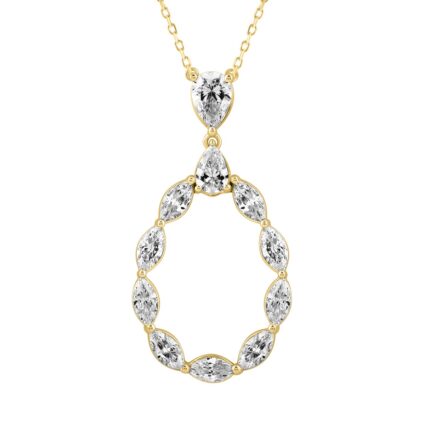 LADIES PENDANT WITH CHAIN 2 1/2CT MARQUISE/PEAR DIAMOND 14K YELLOW GOLD