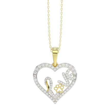 Elegance Ladies Love Heart-Shaped Pendant 0.20Ct Round Diamond, 10K Yellow Gold Fashion Pendant With Chain