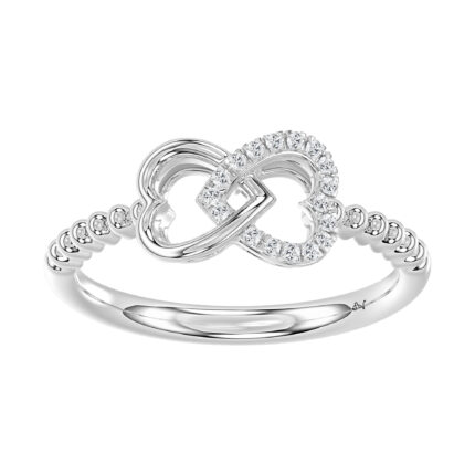 Ladies Infinity Heart Ring 0.10Ct Round Diamond Sterling Silver White Finish – Elegant Women’S Jewelry Gift