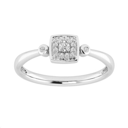 Ladies 0.10Ct Round Diamond Sterling Silver White Cluster Ring – Fashion Or Engagement Jewelry Gift
