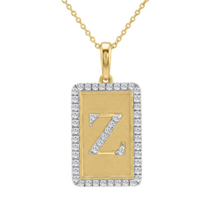 10K Yellow Gold letter 'Z' Fashion Pendant With Chain - 0.20 CT Round Diamond Ladies Jewelry Gift