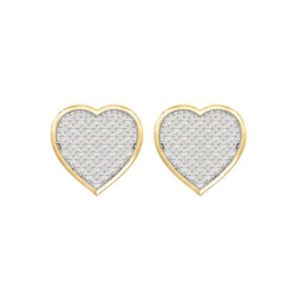 Yuva Brand 10K Yellow Gold 0.25Ct Round Diamond Heart Shaped Earrings Stylish Women Diamond Fashion Earrings