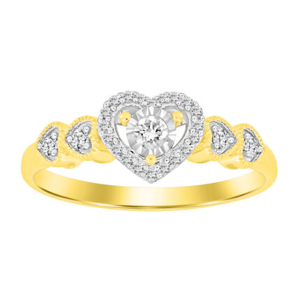 LADIES RING 0.16CT ROUND DIAMOND 10K YELLOW GOLD