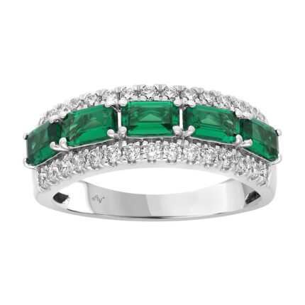 LADIES BAND 1.65CT ROUND/EMERALD DIAMOND 14K WHITE GOLD