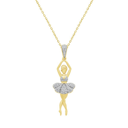 LADIES PENDANT WITH CHAIN 0.10CT ROUND DIAMOND 10K YELLOW GOLD