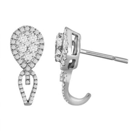 LADIES EARRINGS 0.75CT ROUND DIAMOND 14K WHITE GOLD