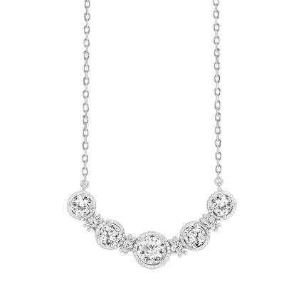 LADIES NECKLACE 1 1/2CT ROUND DIAMOND 14K WHITE GOLD