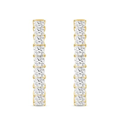 LADIES HOOP EARRINGS 9CT PRINCESS DIAMOND 14K YELLOW GOLD