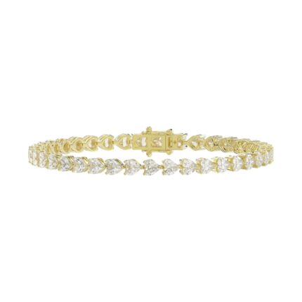 LADIES BRACELET 9CT HEART DIAMOND 14K YELLOW GOLD