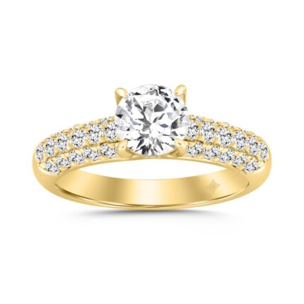 LADIES RING 1 1/2CT ROUND DIAMOND 14K YELLOW GOLD (CENTER STONE ROUND DIAMOND 1CT)