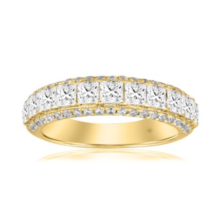 14K YELLOW GOLD 1 1/2CT ROUND/PRINCESS DIAMOND LADIES RING