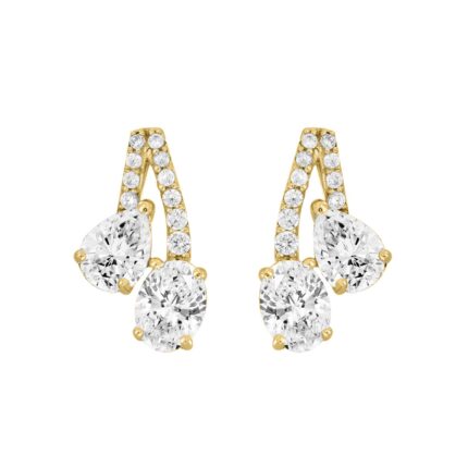 14K YELLOW GOLD 2 1/2CT ROUND/OVAL/PEAR DIAMOND LADIES EARRINGS