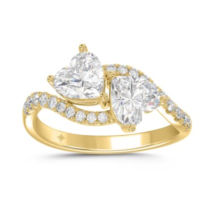 LADIES RING 2 1/4CT ROUND/HEART DIAMOND 14K YELLOW GOLD