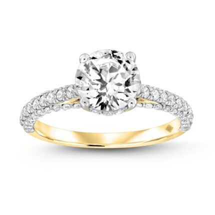 LADIES RING 2 1/4CT ROUND DIAMOND 14K YELLOW GOLD (CENTER STONE ROUND DIAMOND 1 1/2CT )